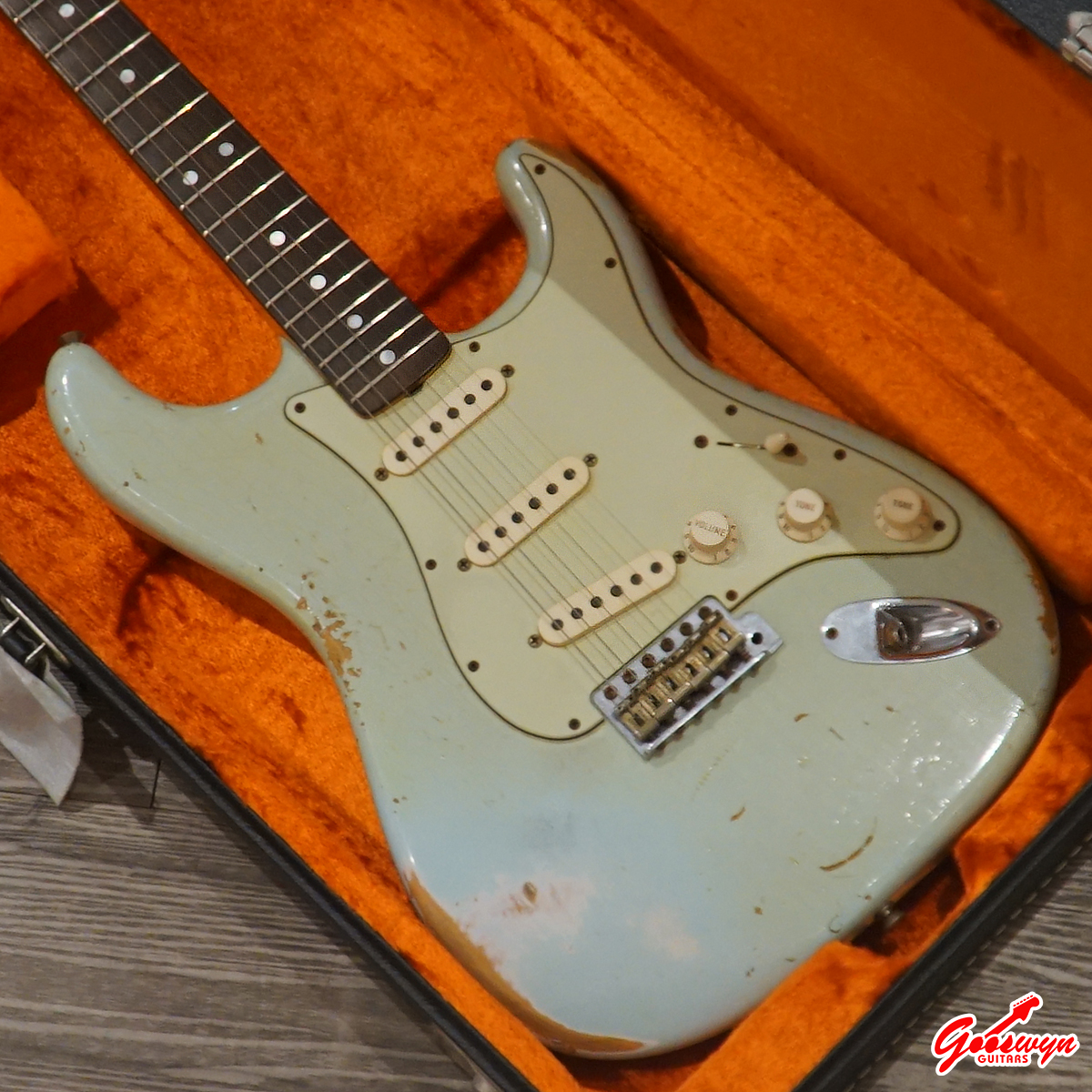 USED 2013 Fender Custom Shop 1969 Stratocaster Reverse Headstock Relic Sonic Blue 290826 1A