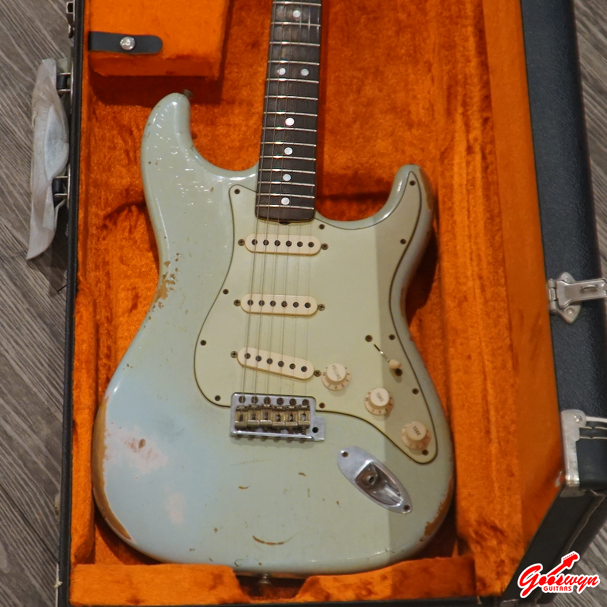USED 2013 Fender Custom Shop 1969 Stratocaster Reverse Headstock Relic Sonic Blue 290826 2B